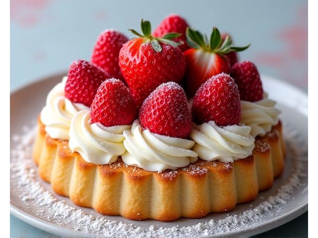 Charlotte aux fraises fraîche et légère, décorée de fruits rouges