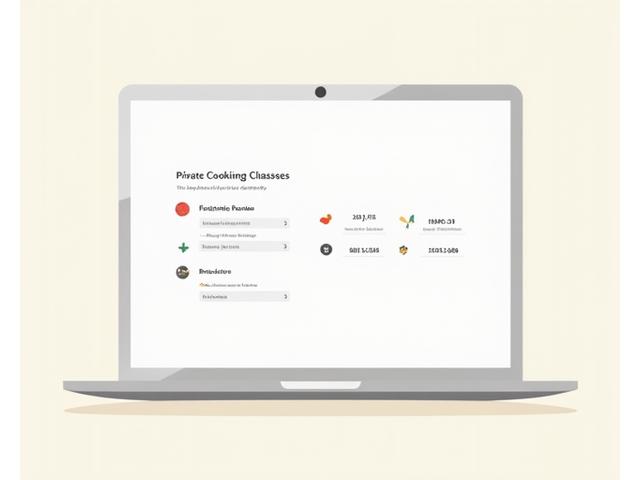 Interface d'un configurateur en ligne montrant différentes options de plats, ingrédients et coûts pour un cours de cuisine privé, avec un graphique de progression.
