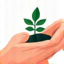 Logo d'une main tenant un jeune plant symbolisant les associations environnementales locales.