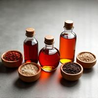 Bouteilles de vinaigre fait main et épices