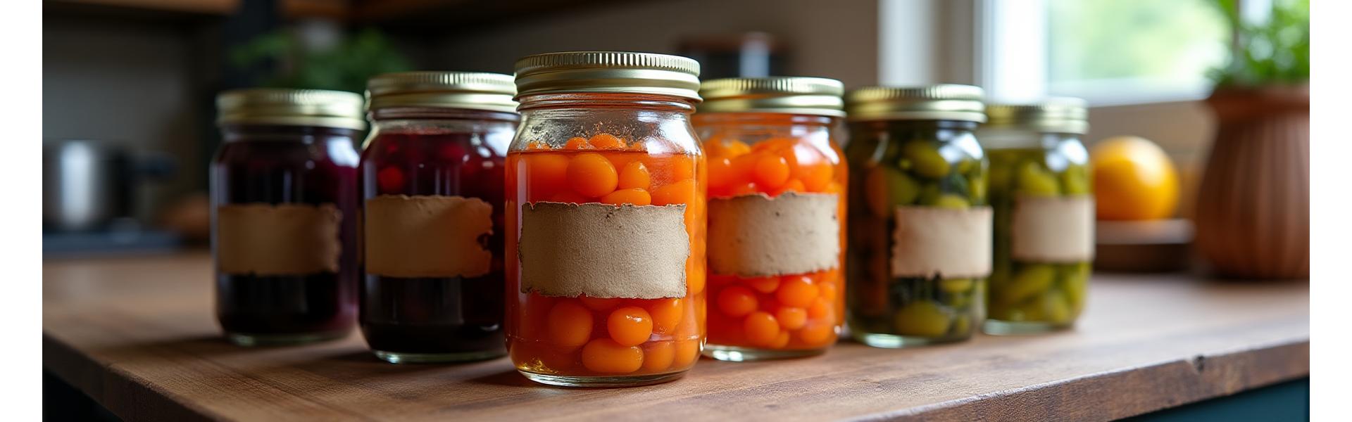 Bocaux de confitures artisanales et légumes fermentés