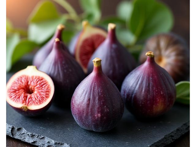 Grosses figues violettes mûres sur une feuille de vigne