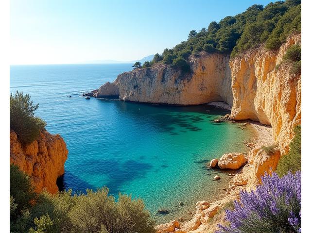 Plage méditerranéenne en Languedoc avec garrigue