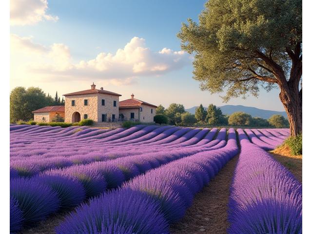 Champs de lavande et oliviers en Provence